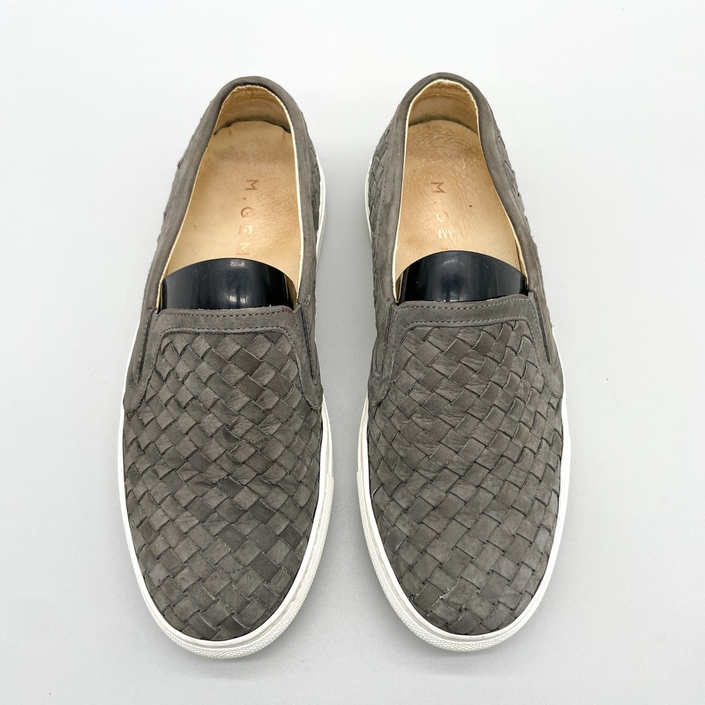 M Gemi Womens 36.5 6.5 The Cerchio Woven Leather Slip On Sneakers Grey Casual
